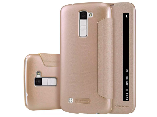 Чехол Nillkin Sparkle Leather Case для LG K10 (золотистый, винилискожа)