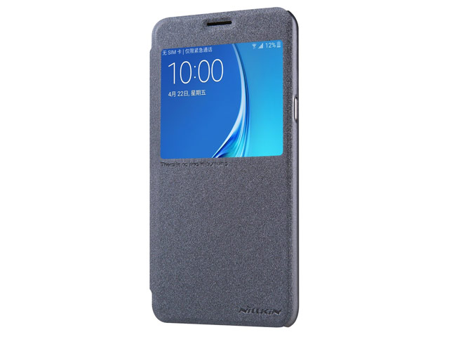Чехол Nillkin Sparkle Leather Case для Samsung Galaxy J7 2016 J710 (темно-серый, винилискожа)