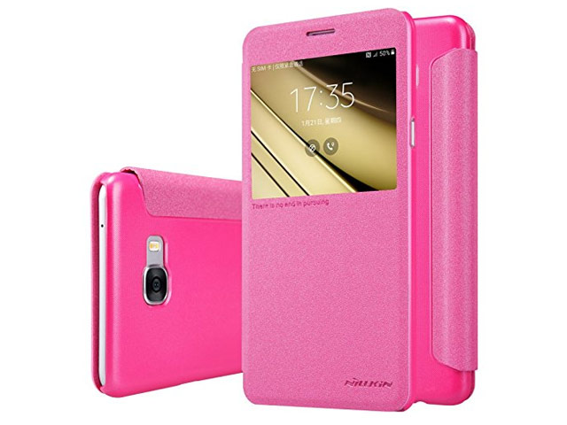 Чехол Nillkin Sparkle Leather Case для Samsung Galaxy C7 C7000 (розовый, винилискожа)