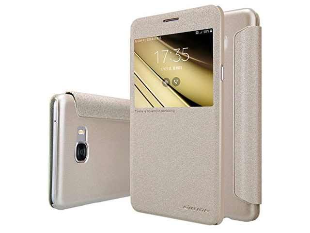 Чехол Nillkin Sparkle Leather Case для Samsung Galaxy C7 C7000 (золотистый, винилискожа)