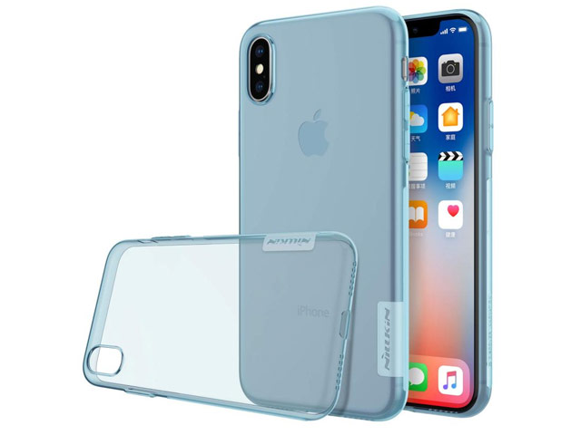 Чехол Nillkin Nature case для Apple iPhone X (голубой, гелевый)