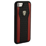 Чехол Lamborghini Huracan D8 для Apple iPhone 8 (черный/красный, кожаный)