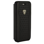 Чехол Lamborghini Huracan D8 Flip для Apple iPhone 8 (черный, кожаный)
