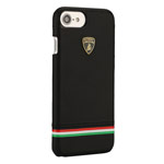 Чехол Lamborghini Tricolor D8 для Apple iPhone 8 (черный, кожаный)