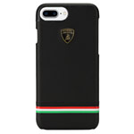 Чехол Lamborghini Tricolor D8 для Apple iPhone 8 plus (черный, кожаный)