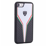 Чехол Lamborghini Scuderia D2 для Apple iPhone 8 (черный/белый, карбон)