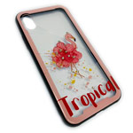 Чехол Synapse Glassy Case для Apple iPhone X (Tropical Flamingo, гелевый/стеклянный)