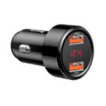 Зарядное устройство Baseus Dual USB Quick Car Charger универсальное (автомобильное, 45W, 2 x USB, индикатор, черное)