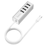 USB-хаб hoco Type-C to 4 USB Ports Converter HB1 универсальный (USB-C, 4 x USB, серебристый)