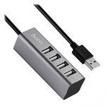 USB-хаб hoco USB x 4 Ports Hub HB1 универсальный (USB, 4 x USB, темно-серый)