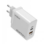 Зарядное устройство Moxom Fast Charger HC29 универсальное (сетевое, 45W, PD 3.0, QC 3.0, USB-C/USB, белое)