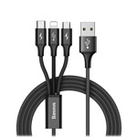 USB-кабель Baseus Rapid Series 3-in-1 Cable (Lightning, USB-C, microUSB, черный, 1.2 м, 3A)