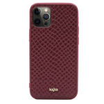 Чехол Kajsa Genuine Leather Pearl Pattern для Apple iPhone 12/12 pro (бордовый, кожаный)