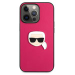 Чехол Karl Lagerfeld Leather Karl's Head для Apple iPhone 13 pro max (розовый, кожаный)