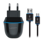 Зарядное устройство Ujoin V-Travel Charger универсальное (сетевое, 2.1A, microUSB, черное)