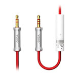 AUX-кабель Vojo Hotline Audio Cable (красный, 1 м, разъемы 3.5 мм, пружина, пульт/микрофон)