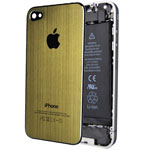 Крышка задняя для Apple iPhone 4 (золотистая, металлическая)