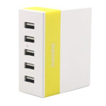 Зарядное устройство Remax USB Charger RU-U1 универсальное (сетевое, 5xUSB, 7.5A, белый/желтый)