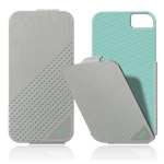 Чехол X-doria Dash Flip Case для Apple iPhone 5 (серый/голубой, кожанный)