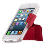 Чехол Momax The Core Smart Case для Apple iPhone 5 (красный, кожанный)