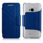 Чехол Momax The Core Smart Case для HTC One 801e (HTC M7) (синий, кожанный)