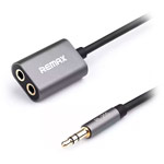 AUX-кабель Remax Aux Audio cable (тройник, 25 cм, папа-мама, черный)