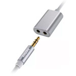 AUX-кабель Remax Aux Audio cable (тройник, 25 cм, папа-мама, серебристый)