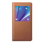 Чехол Samsung Clear View cover для Samsung Galaxy Note 5 N920 (оранжевый, кожаный)