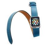 Ремешок для часов Kakapi Double Tour Band для Apple Watch (42 мм, голубой, кожаный)