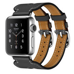 Ремешок для часов Kakapi Double Buckle Cuff для Apple Watch (42 мм, черный, кожаный)