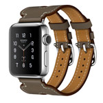 Ремешок для часов Kakapi Double Buckle Cuff для Apple Watch (38 мм, темно-серый, кожаный)