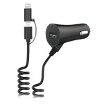 Зарядное устройство Devia Car Charger T1 универсальное (автомобильное, 2.4A, USB, microUSB, Lightning, черное)