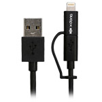 USB-кабель X-Doria Two-in-one Cable (Lightning, microUSB, черный, 1 м, MFi)