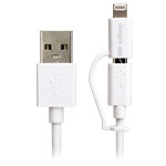 USB-кабель X-Doria Two-in-one Cable (Lightning, microUSB, белый, 1 м, MFi)