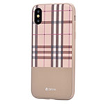 Чехол Devia Lattice case для Apple iPhone X (коричневый, кожаный)