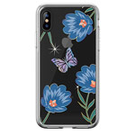 Чехол Devia Crystal Flowering для Apple iPhone XS max (голубой, гелевый)