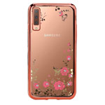 Чехол Yotrix CrystalCase для Samsung Galaxy A7 2018 (розово-золотистый, гелевый)