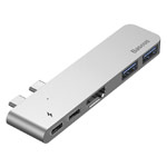 USB-хаб Baseus Thunderbolt C plus Hub универсальный (USB-C, 2 x USB 3.0, USB-C вход x 2, USB-C выход x 2, HDMI, темно-серый)