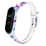 Ремешок для браслета Xiaomi Mi Band 3/4 (Purple Flowers, силиконовый)