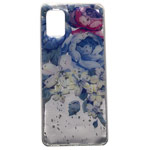 Чехол Yotrix GlitterFoil Case для Samsung Galaxy A31 (Flowers Blue, гелевый)