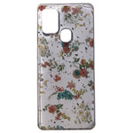 Чехол Yotrix GlitterFoil Case для Samsung Galaxy A21s (Flowers Pink, гелевый)