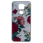 Чехол Yotrix GlitterFoil Case для Xiaomi Redmi Note 9 (Flowers Red, гелевый)