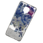 Чехол Yotrix GlitterFoil Case для Xiaomi Redmi Note 9 pro (Flowers Blue, гелевый)