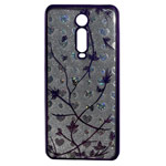 Чехол Yotrix GlitterSoft Leafs для Xiaomi Mi 9T (фиолетовый, гелевый)