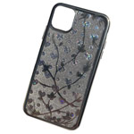 Чехол Yotrix GlitterSoft Leafs для Apple iPhone 11 (серебристый, гелевый)