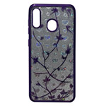 Чехол Yotrix GlitterSoft Leafs для Samsung Galaxy A30 (фиолетовый, гелевый)
