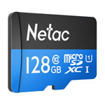 Флеш-карта Netac Memory Card microSD (128Gb, microSD, Class 10 U1, SD-адаптер)