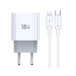 Зарядное устройство Totu Minimal Series CACQ-05 универсальное (сетевое, USB-C, 18W, PD, USB-C-кабель, белое)