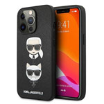 Чехол Karl Lagerfeld Saffiano Karl & Choupette для Apple iPhone 13 pro max (черный, кожаный)