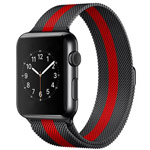Ремешок для часов Synapse Milanese Loop для Apple Watch (38/40/41 мм, черный/красный, стальной)